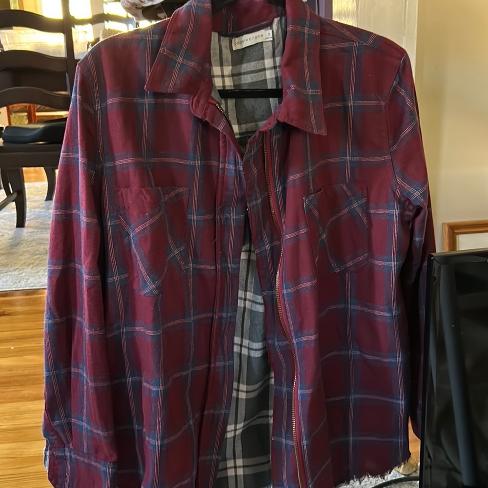 Paper & Crane Flannel lined zip up jacket